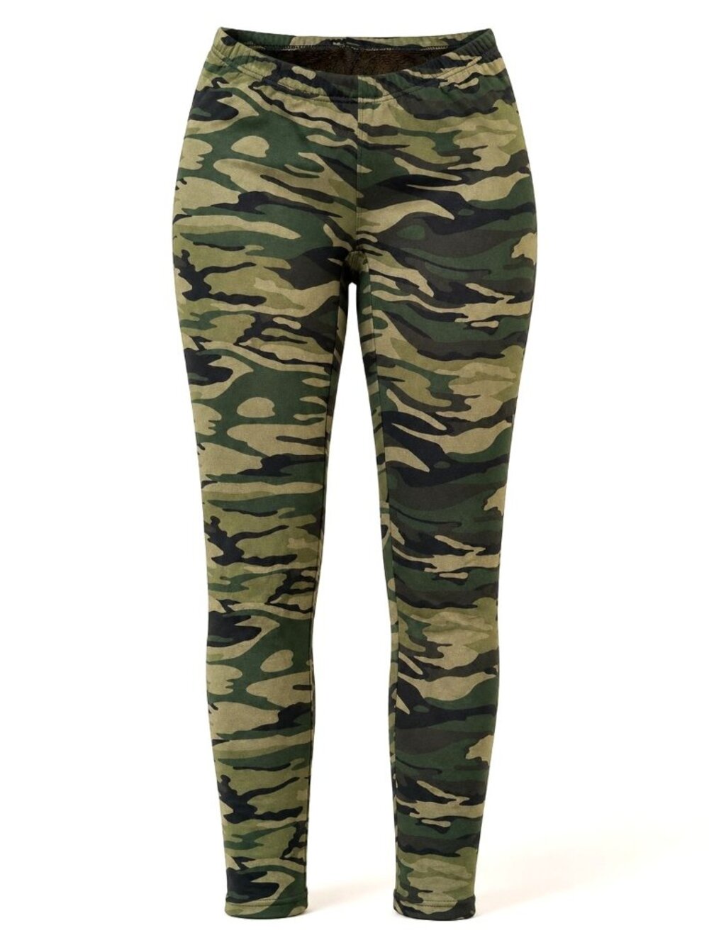 Just Cozy Plus Size Brown Reversible Camo Plush Leggings Stretch Warm Casual Coz